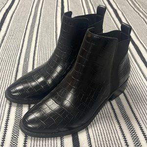 Dolce Vita faux snakeskin black booties